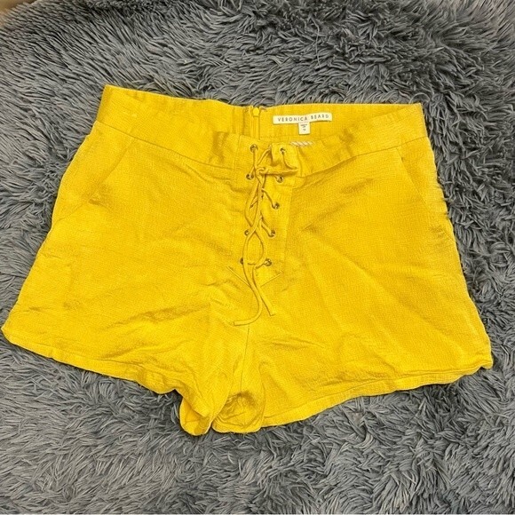 VERONICA BEARD Yellow Lulu Shorts Size L 12 - Picture 5 of 9